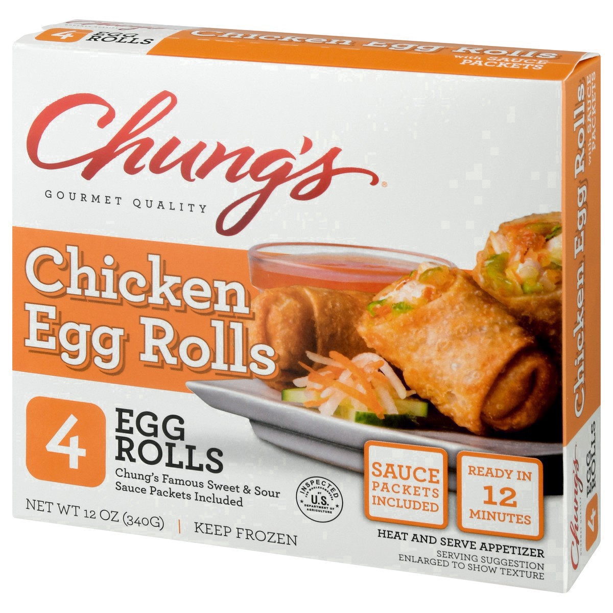 slide 11 of 24, Chung's White Meat Chicken Egg Rolls, 12 oz