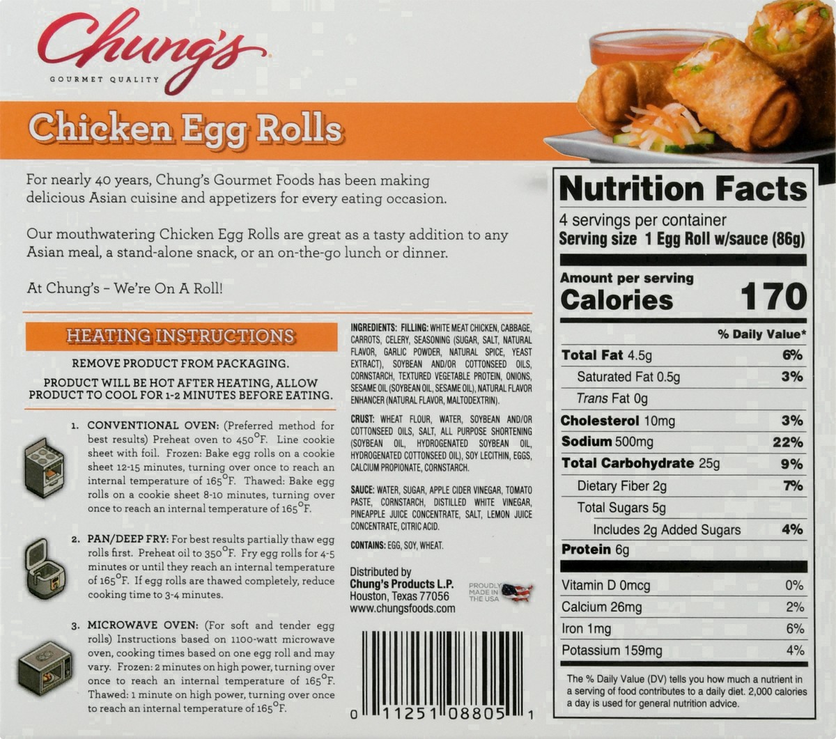 slide 15 of 24, Chung's White Meat Chicken Egg Rolls, 12 oz