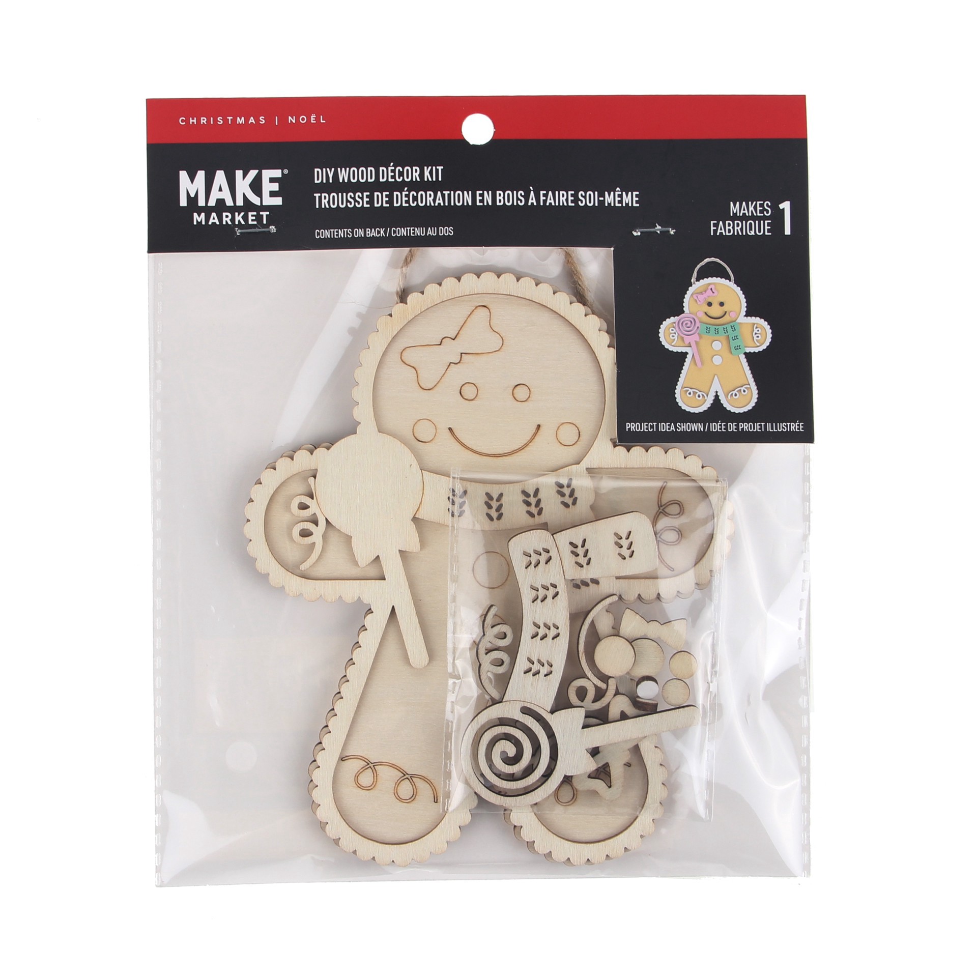 slide 2 of 4, 6" Gingerbread Plaque Diy Wood Decor Kit By Make Market, 5 in x 6 in