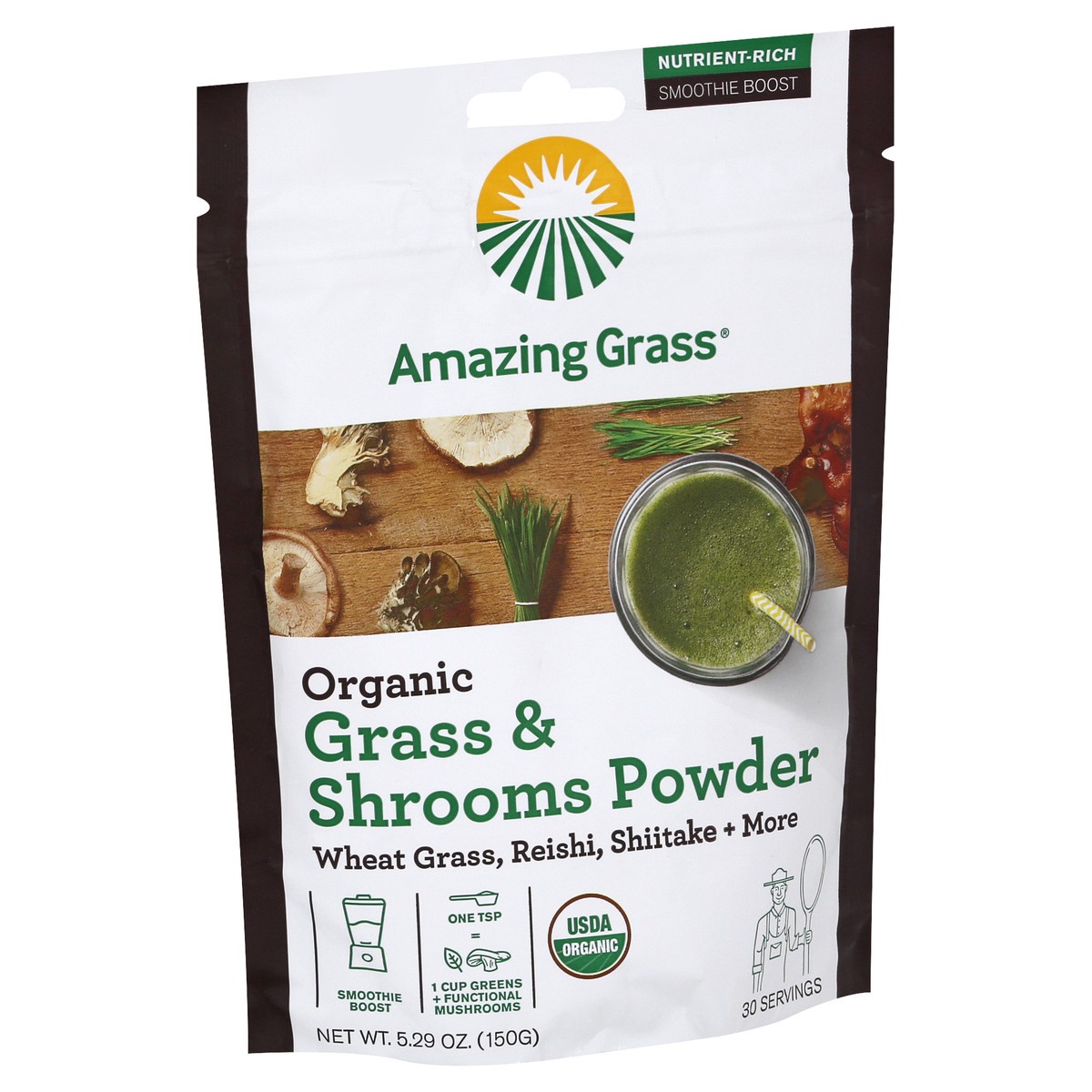 slide 2 of 9, Amazing Grass Organic Mushrooms & Greens Powder, 5.29 oz