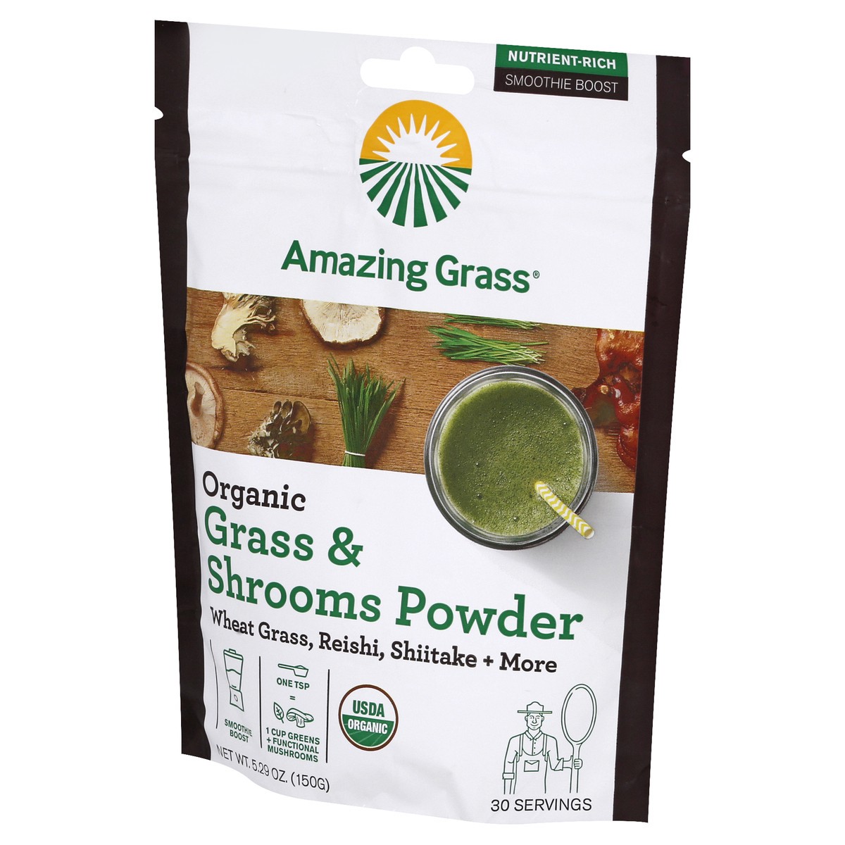 slide 3 of 9, Amazing Grass Organic Mushrooms & Greens Powder, 5.29 oz