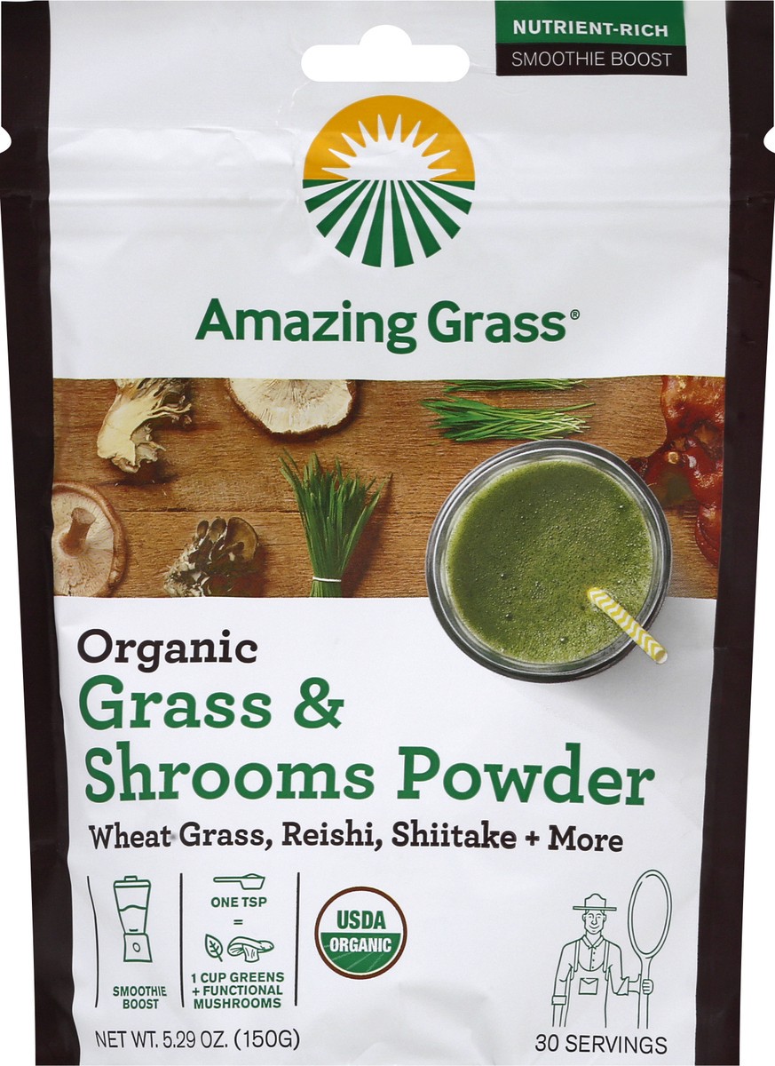 slide 6 of 9, Amazing Grass Organic Mushrooms & Greens Powder, 5.29 oz