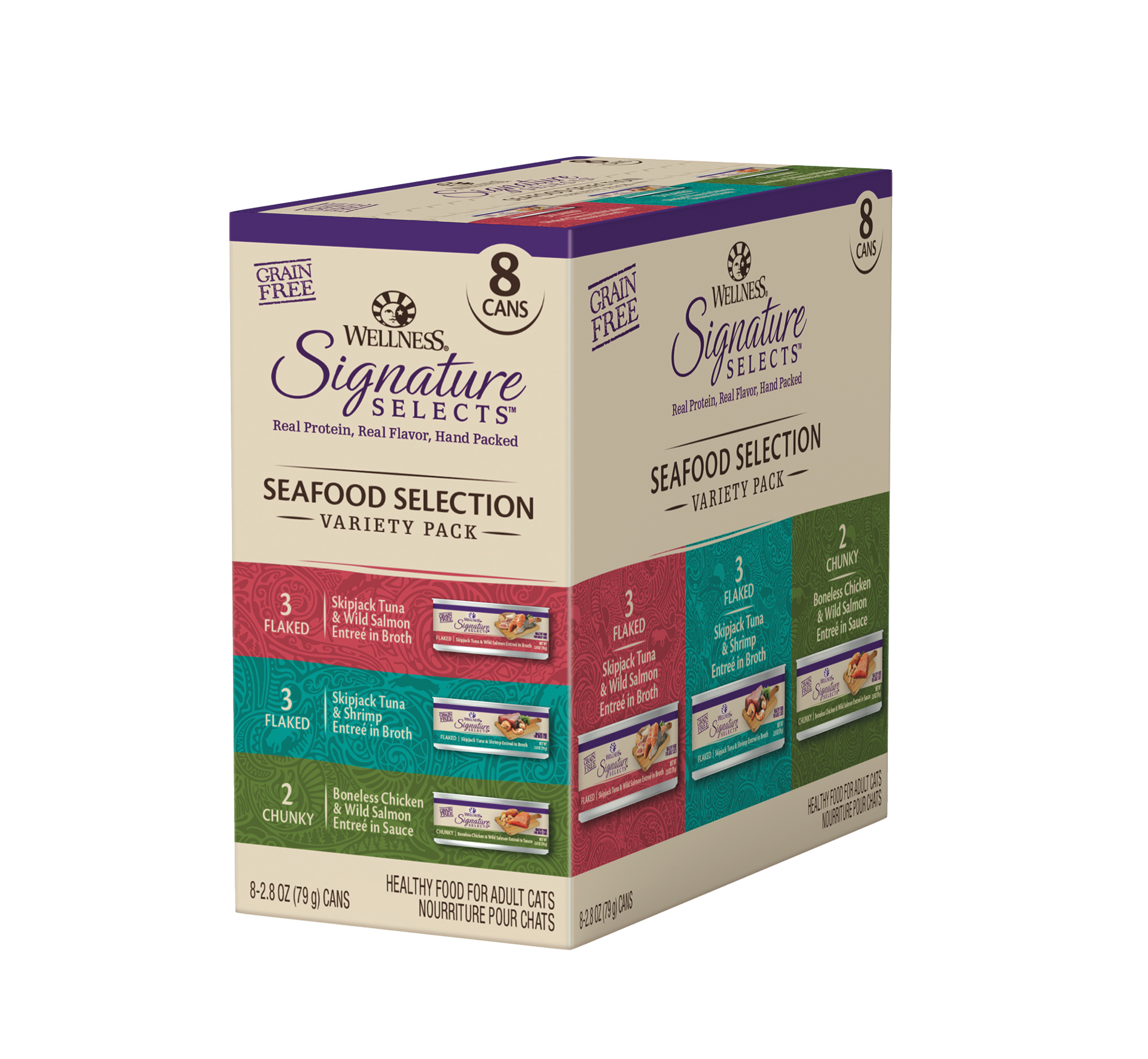 slide 1 of 5, Wellness Signature Selects Seafood Wet Cat Food Variety Pack, 8 ct