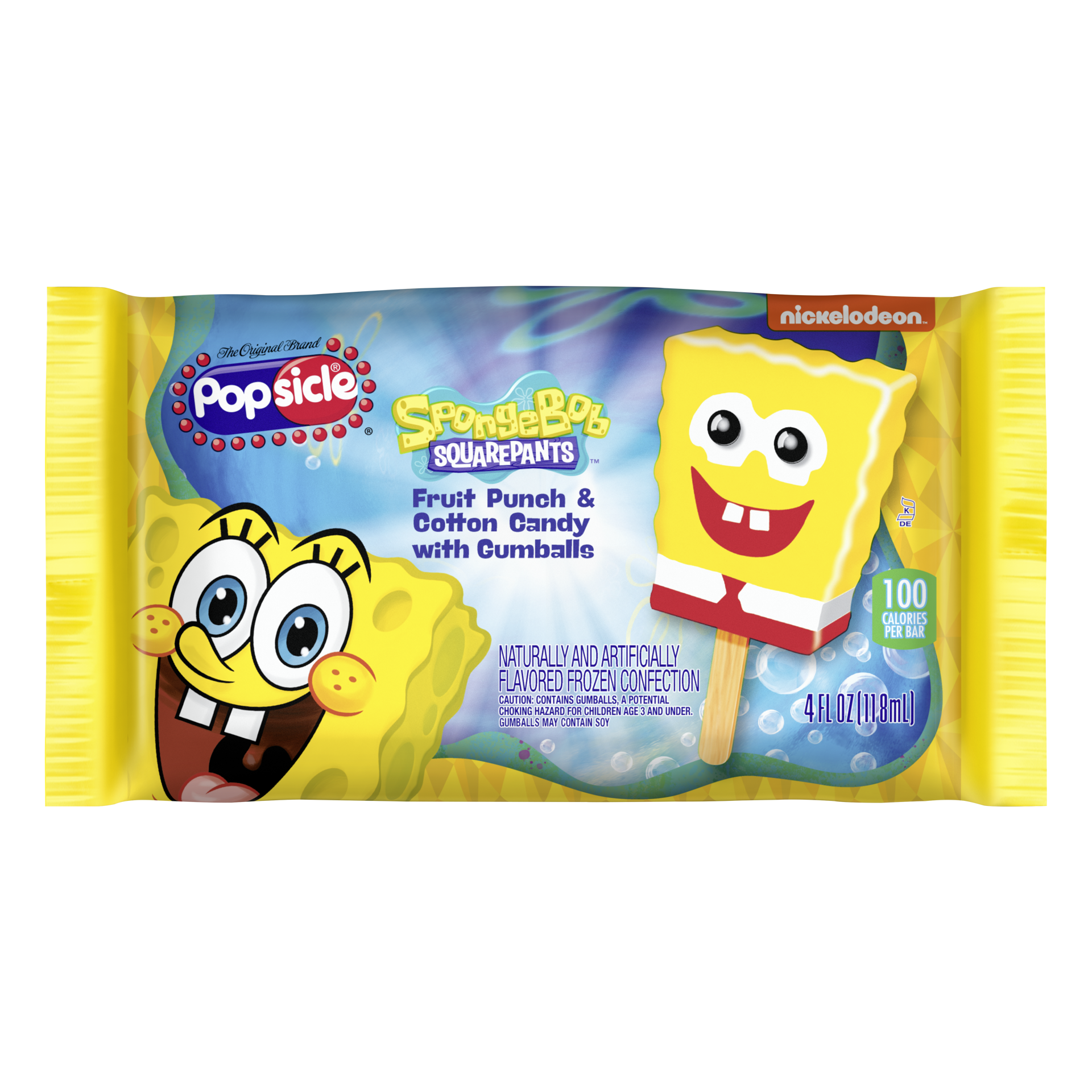 slide 5 of 9, Popsicle Spongebob Ice Pop Cotton Candy and Fruit Punch Flavor, 1 ct, 4 oz