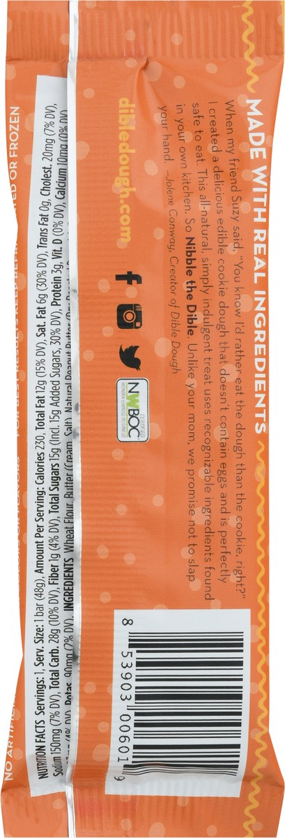 slide 5 of 9, Dible Dough Peanut Butter with Chocolate Chips Cookie Dough Bar 1.7 oz, 1.7 oz