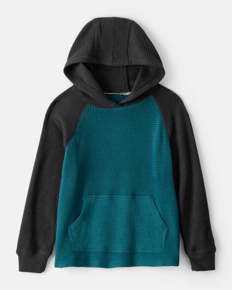 slide 1 of 2, Oshkosh Boys Waffle Knit Color Block Hoodie Green 5, 1 ct