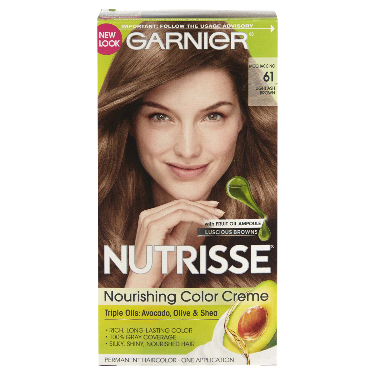 slide 1 of 8, Garnier Nourishing Permanent Hair Color Creme - 61 Light Ash Brown, 1 ct