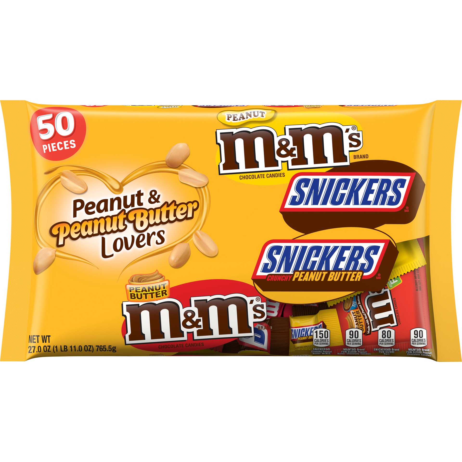 slide 1 of 8, Mixed MARS Chocolate Halloween Peanut & Peanut Butter Lovers Fun Size Candy Bars 27-oz. 50-Piece Bag, 27 oz