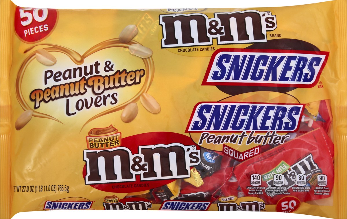 slide 4 of 8, Mixed MARS Chocolate Halloween Peanut & Peanut Butter Lovers Fun Size Candy Bars 27-oz. 50-Piece Bag, 27 oz