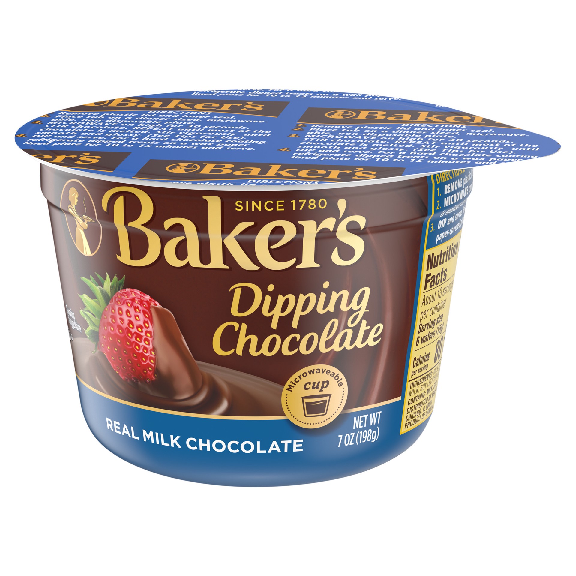 slide 5 of 5, Baker's Real Milk Dipping Chocolate, 7 oz Cup, 7 oz