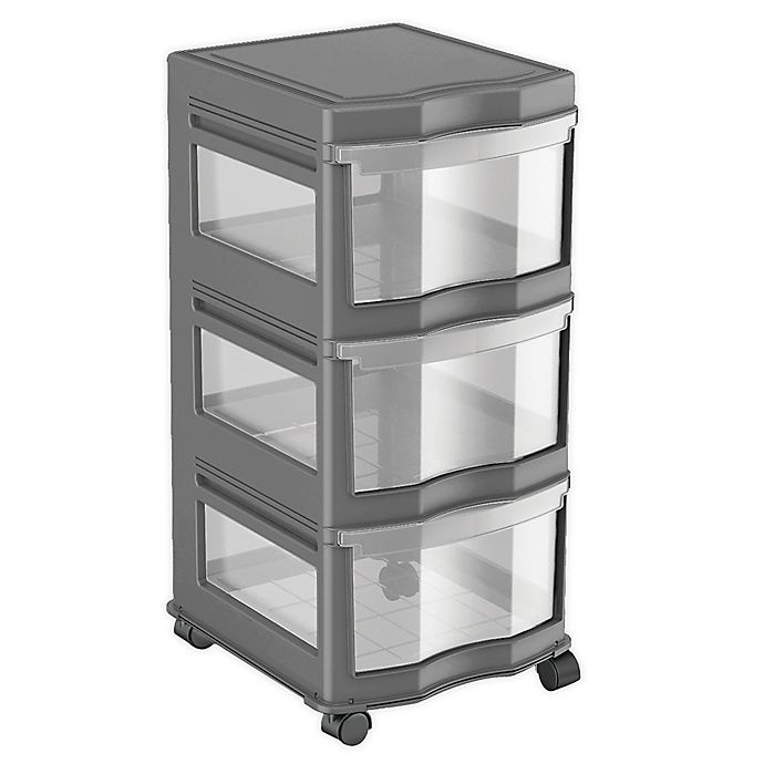 slide 1 of 2, Simply Essential 3-Drawer Narrow Chest with Wheels, 1 ct