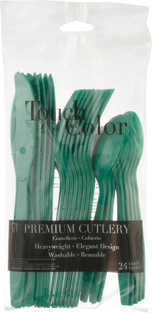slide 9 of 9, Touch of Color Premium Emerald Green Cutlery 24 24 ea, 24 ct