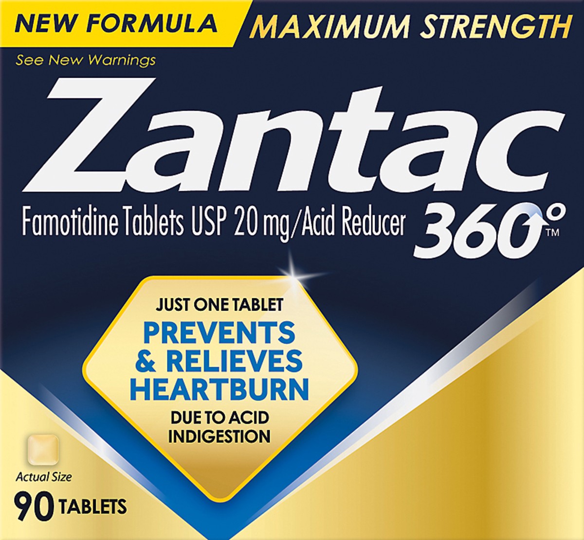 slide 5 of 9, Zantac 360 Tablets Maximum Strength Acid Reducer 90 ea, 90 ct