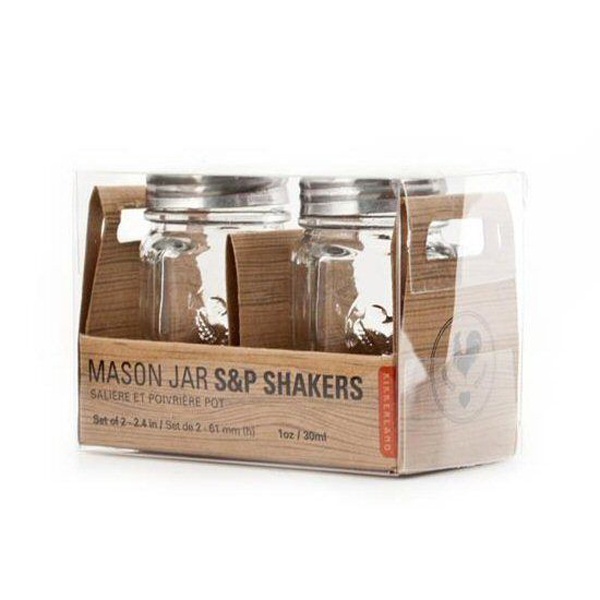 slide 1 of 1, Kikkerland Salt and Pepper Mason Jar Shakers, 1 ct