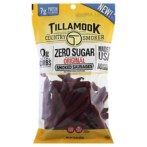 slide 1 of 1, Tillamook Zero Sugar Original Smoked Sausage, 10 oz