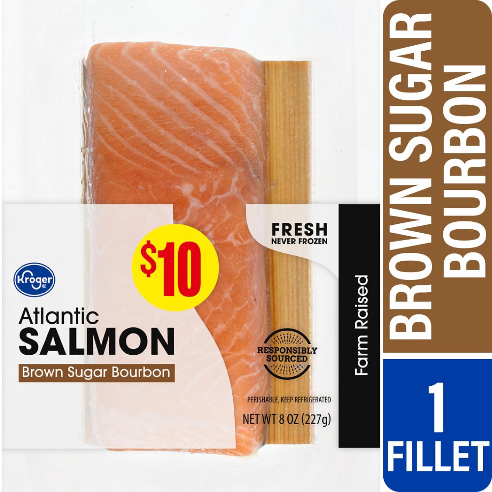slide 3 of 5, Kroger Atlantic Brown Sugar Bourbon Seasoned Salmon, 8 oz
