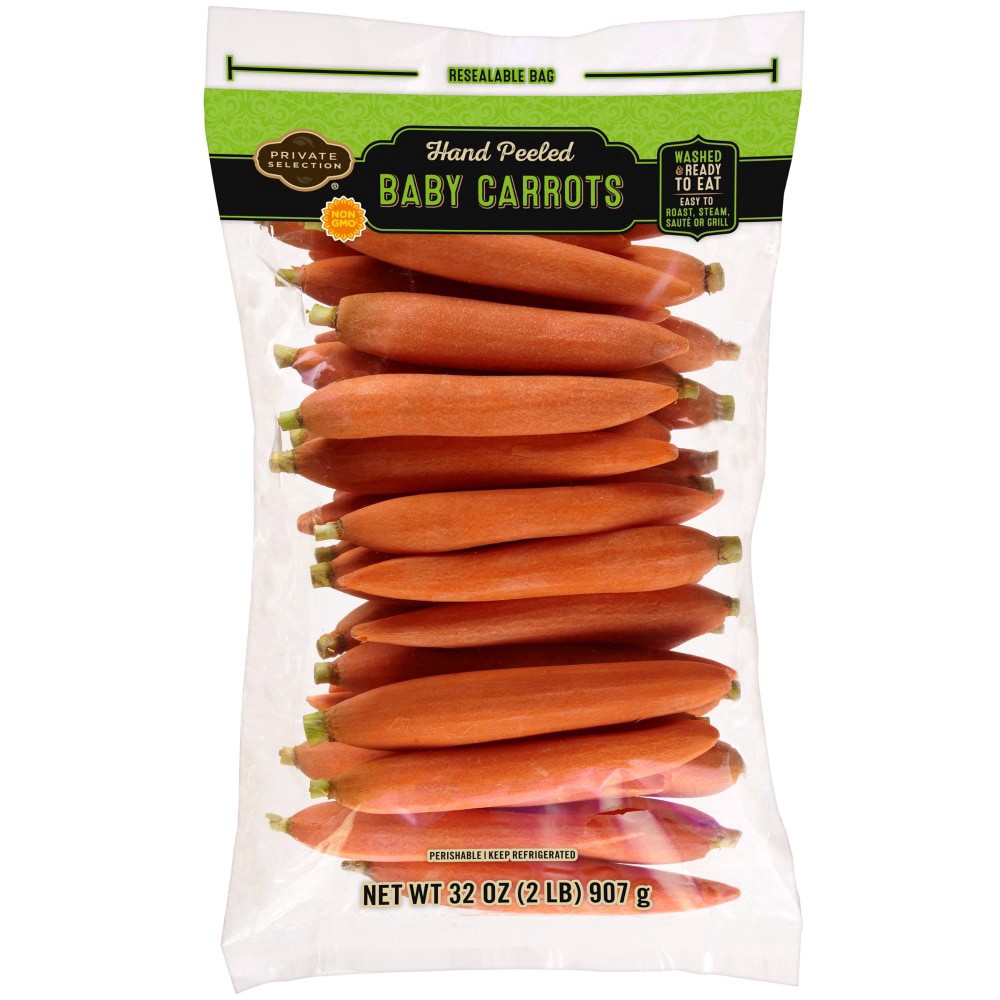 slide 1 of 2, Private Selection Hand Peeled Baby Carrots, 32 oz