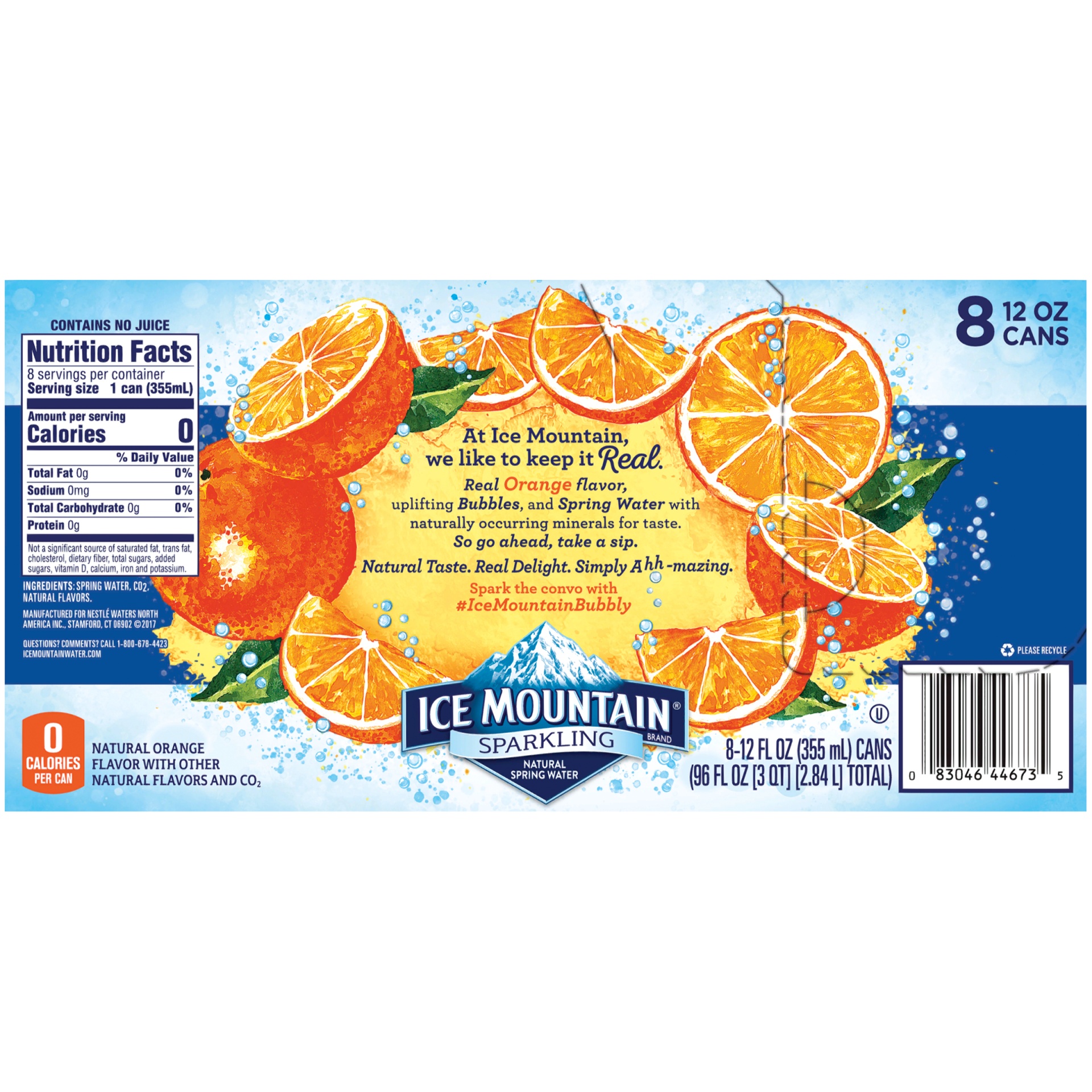 slide 4 of 6, Ice Mountain Orange Sparkling Natural Spring Water, 8 ct; 12 fl oz