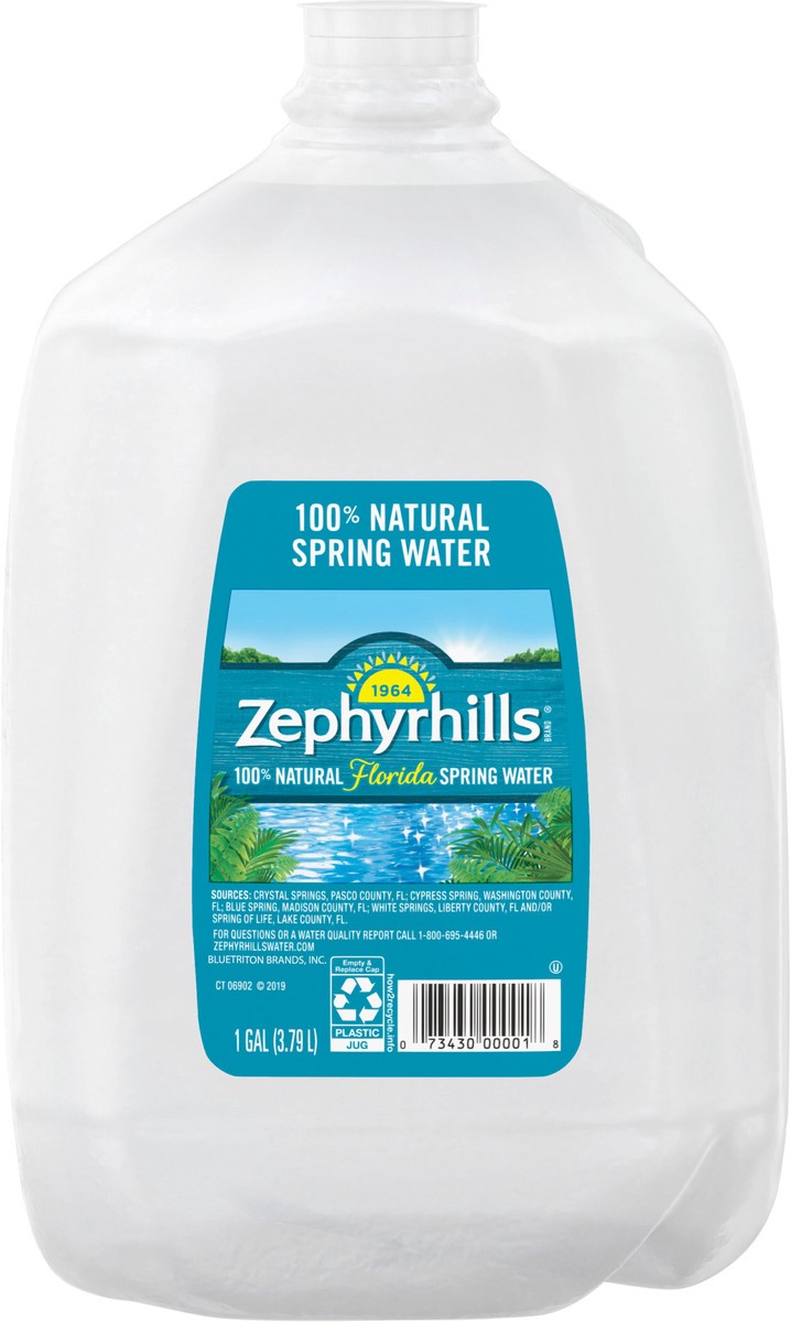 slide 3 of 6, ZEPHYRHILLS Brand 100% Natural Spring Water, 1-gallon plastic jug - 1 g, 1 g