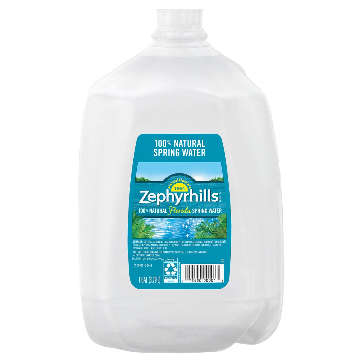 slide 1 of 6, ZEPHYRHILLS Brand 100% Natural Spring Water, 1-gallon plastic jug, 1 g