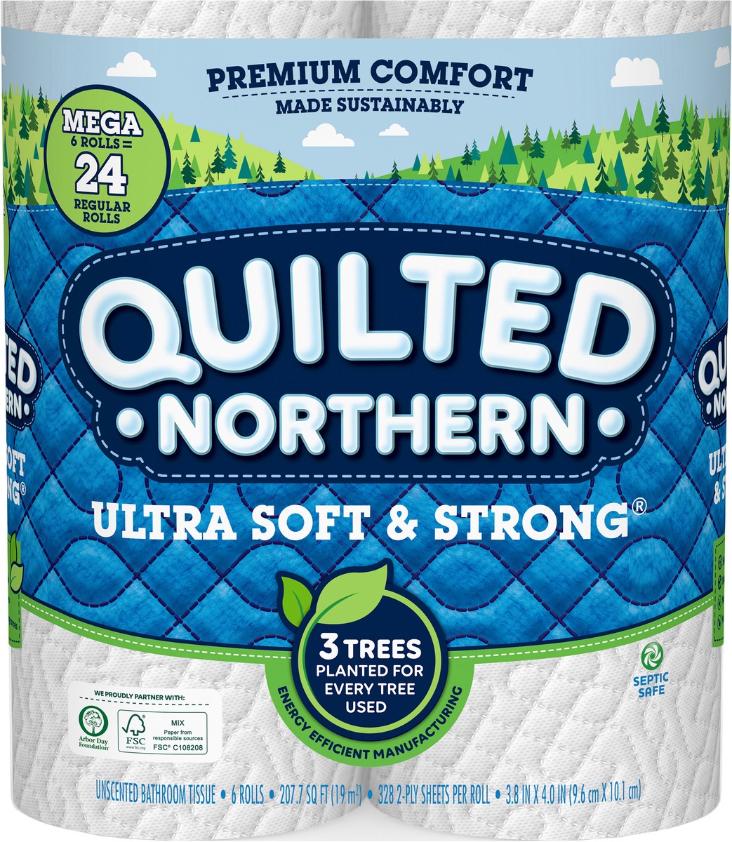 slide 3 of 3, Quilted Northern Ultra Soft & Strong 2-Ply Mega Rolls Unscented Bathroom Tissue 6 ea, 6 ct