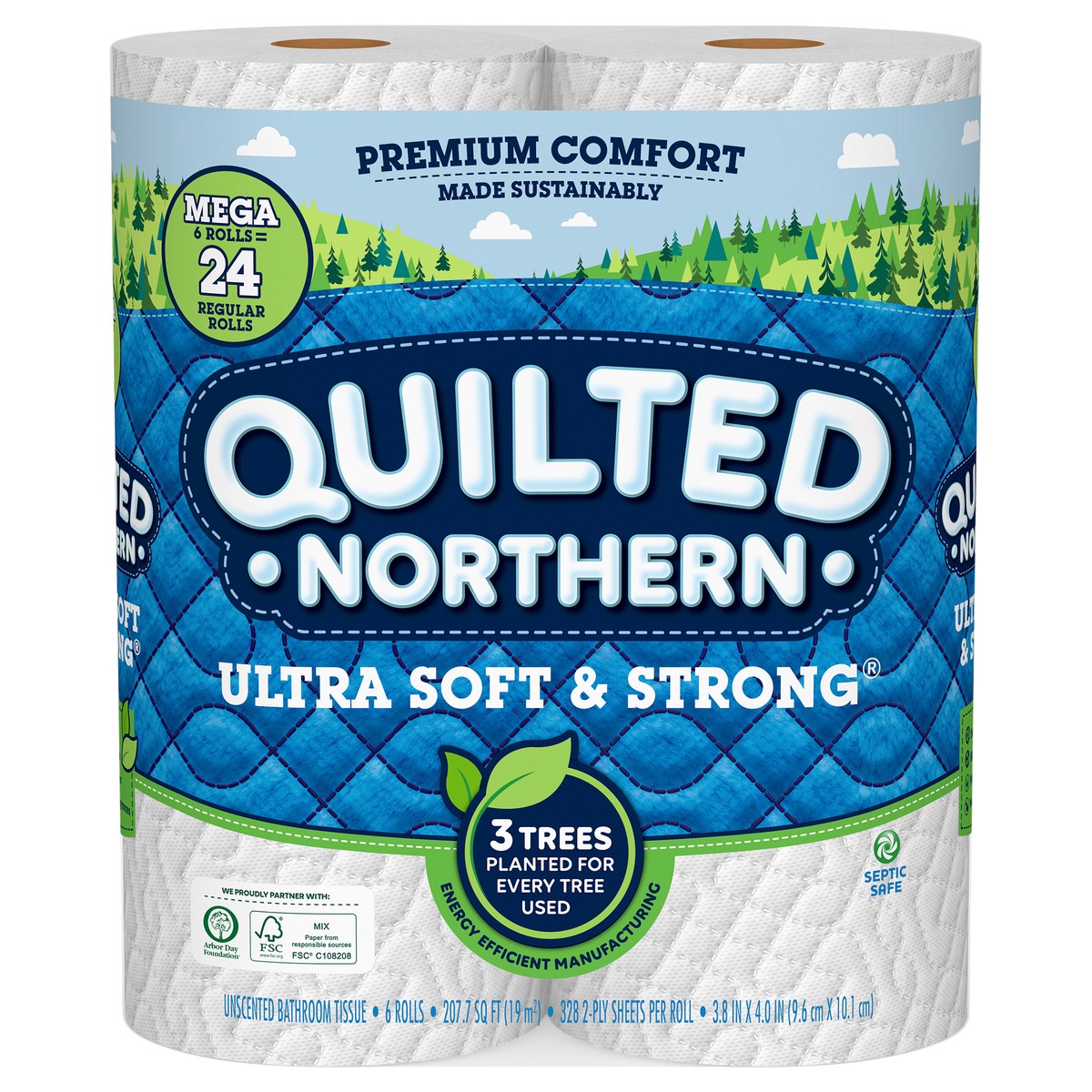 slide 1 of 3, Quilted Northern Ultra Soft & Strong 2-Ply Mega Rolls Unscented Bathroom Tissue 6 ea, 6 ct