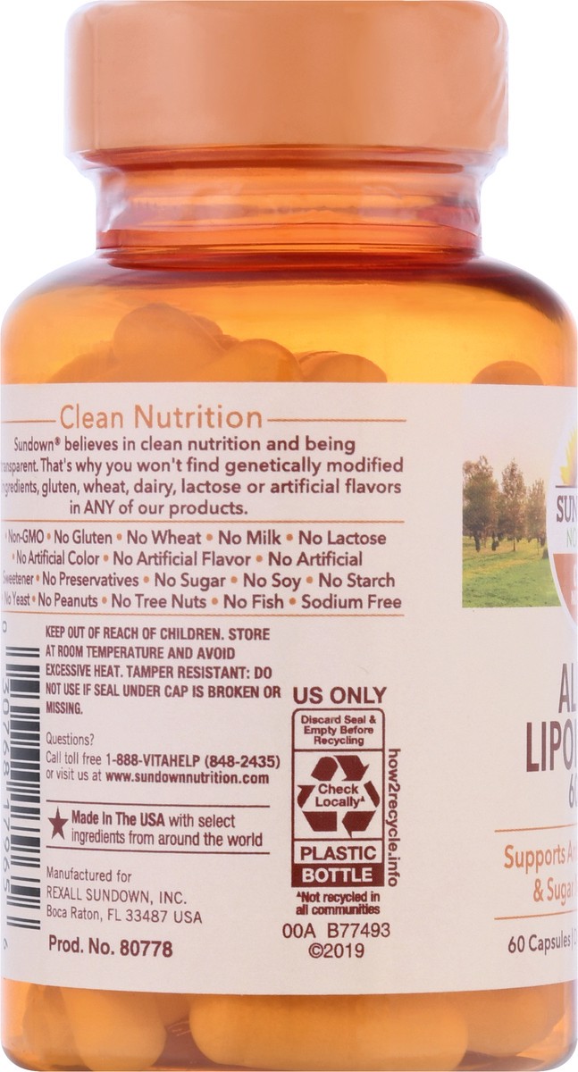 slide 8 of 9, Sundown Non-GMO 600 mg Capsules Alpha Lipoic Acid 60 ea, 60 ct