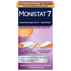 Monistat 7 7-Day Treatment Cream Vaginal Antifungal Combination Pack 1 Kit