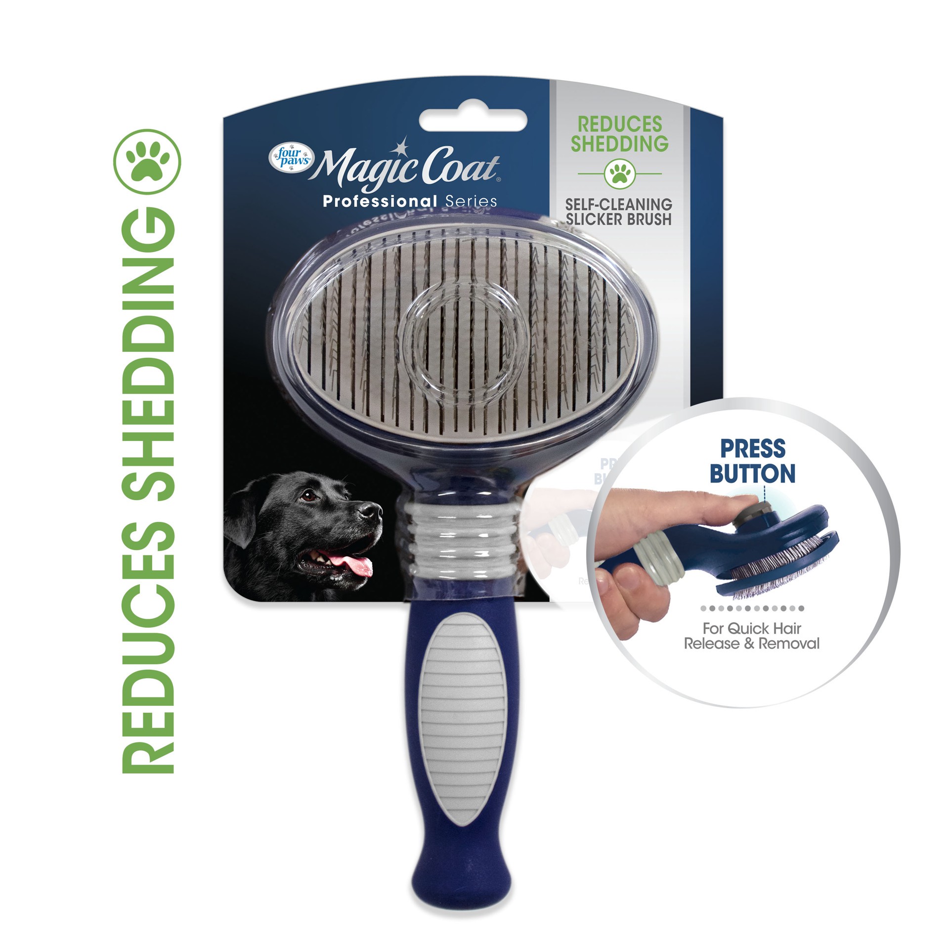 slide 6 of 10, Four Paws Magic Coat Self Cleaning Slicker Dog Brush, 8" L X 4" W X 2" H, 1 ct