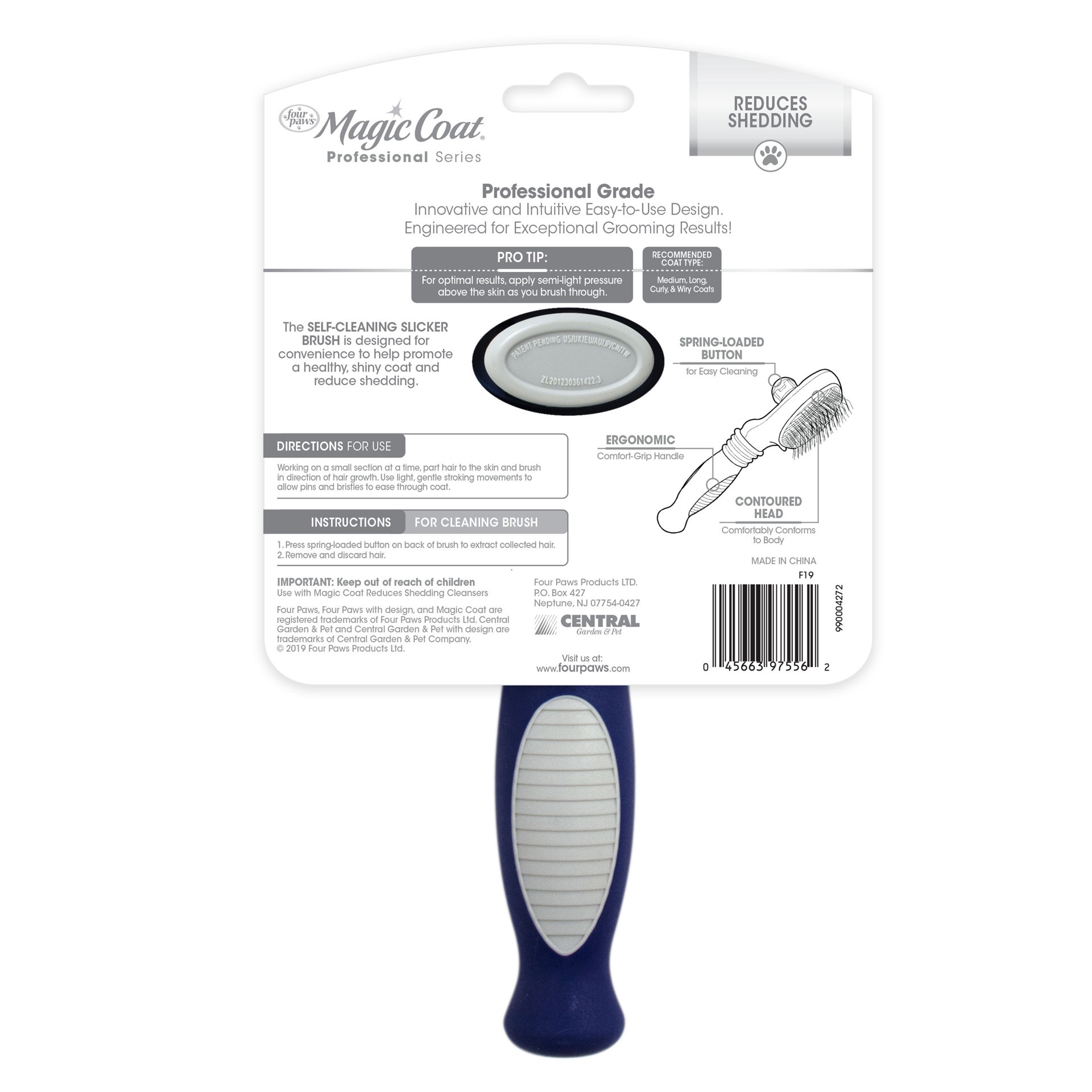 slide 7 of 10, Four Paws Magic Coat Self Cleaning Slicker Dog Brush, 8" L X 4" W X 2" H, 1 ct