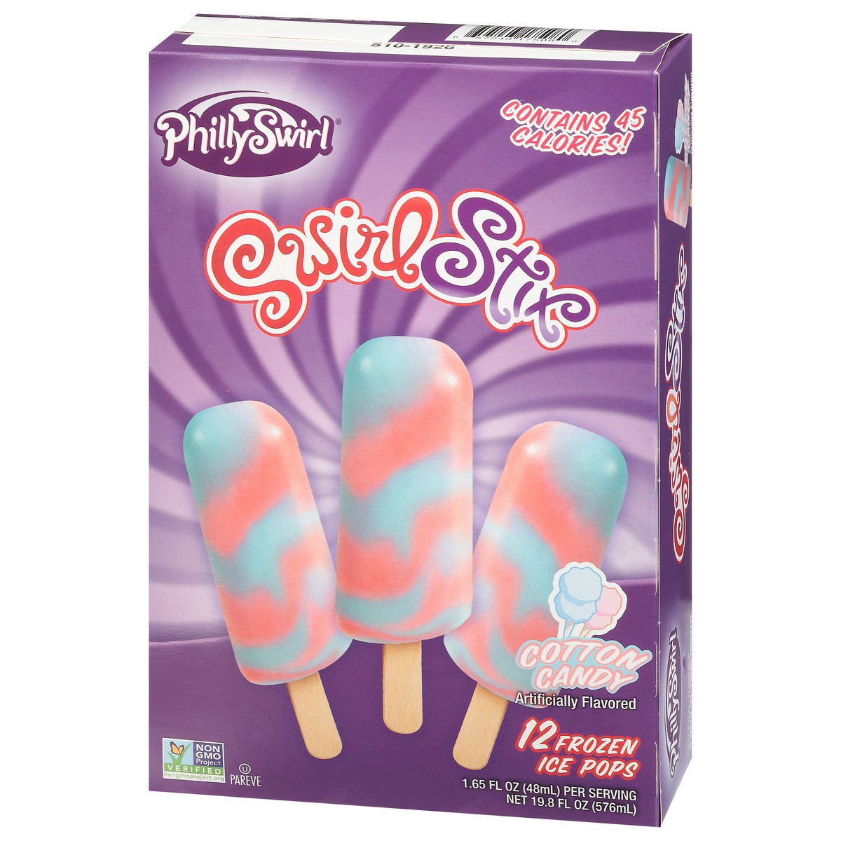 slide 3 of 9, PhillySwirl SwirlStix Cotton Candy Frozen Ice Pops 12 - 1.65 fl oz Packs, 12 ct