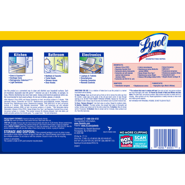 slide 6 of 10, Lysol® Disinfecting Wipes, Lemon Lime Blossom Scent, 80 Wipes Per Canister, Carton Of 6 Canisters, 2 ct