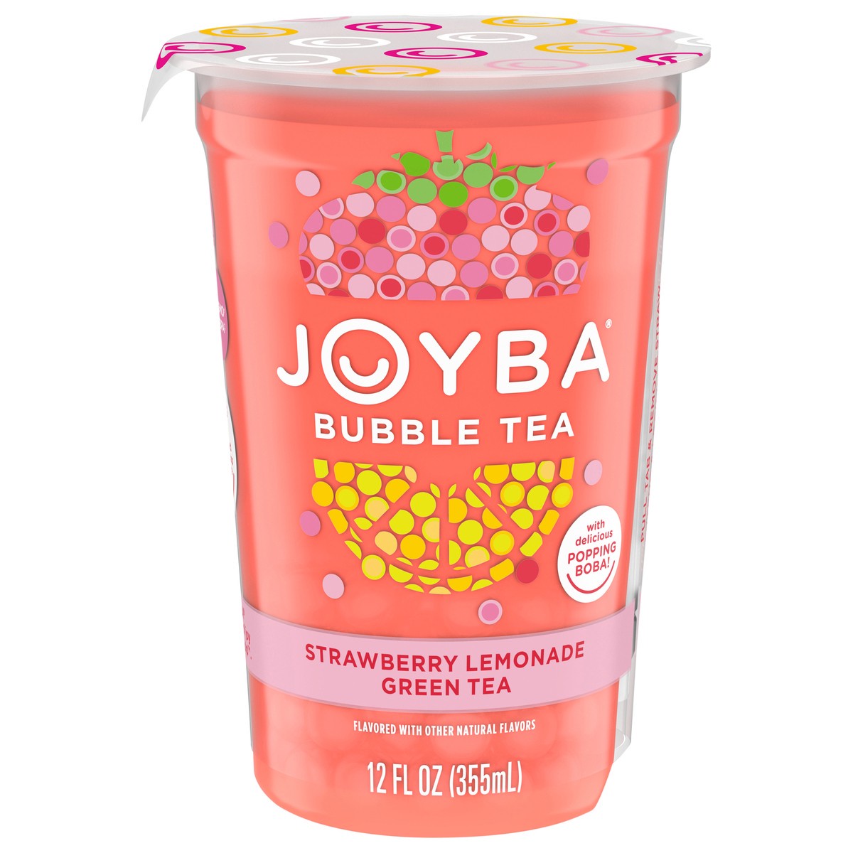 slide 1 of 7, JOYBA Strawberry Lemonade Green Tea Bubble Tea, 12 fl oz Cup, 1 ct