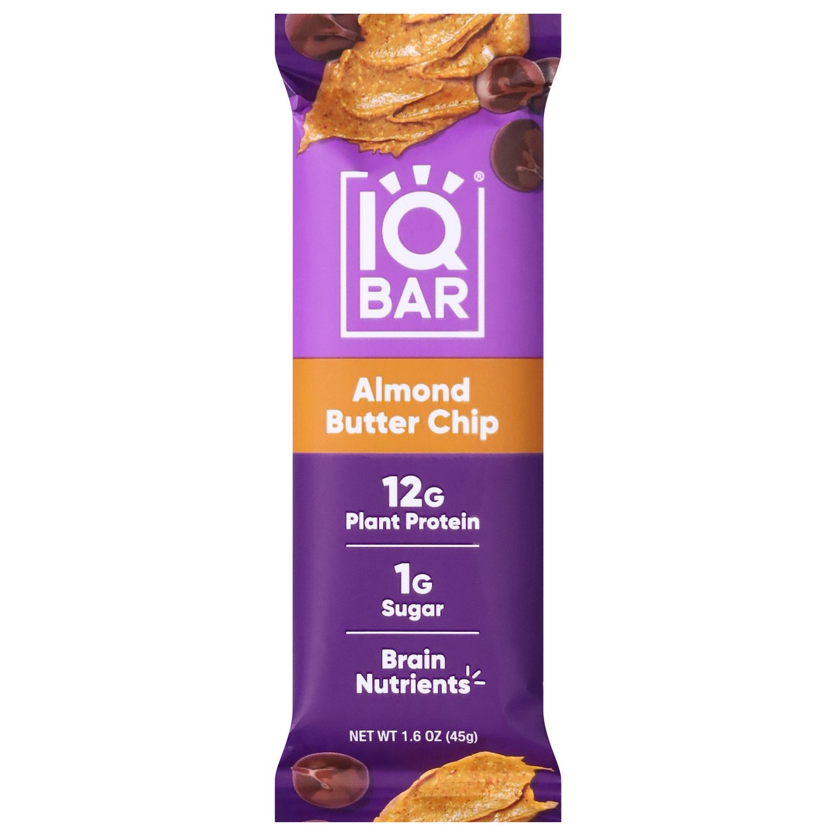 slide 1 of 14, IQBar Zero Sugar Almond Butter Chip Bar 1.6 oz, 1.6 oz