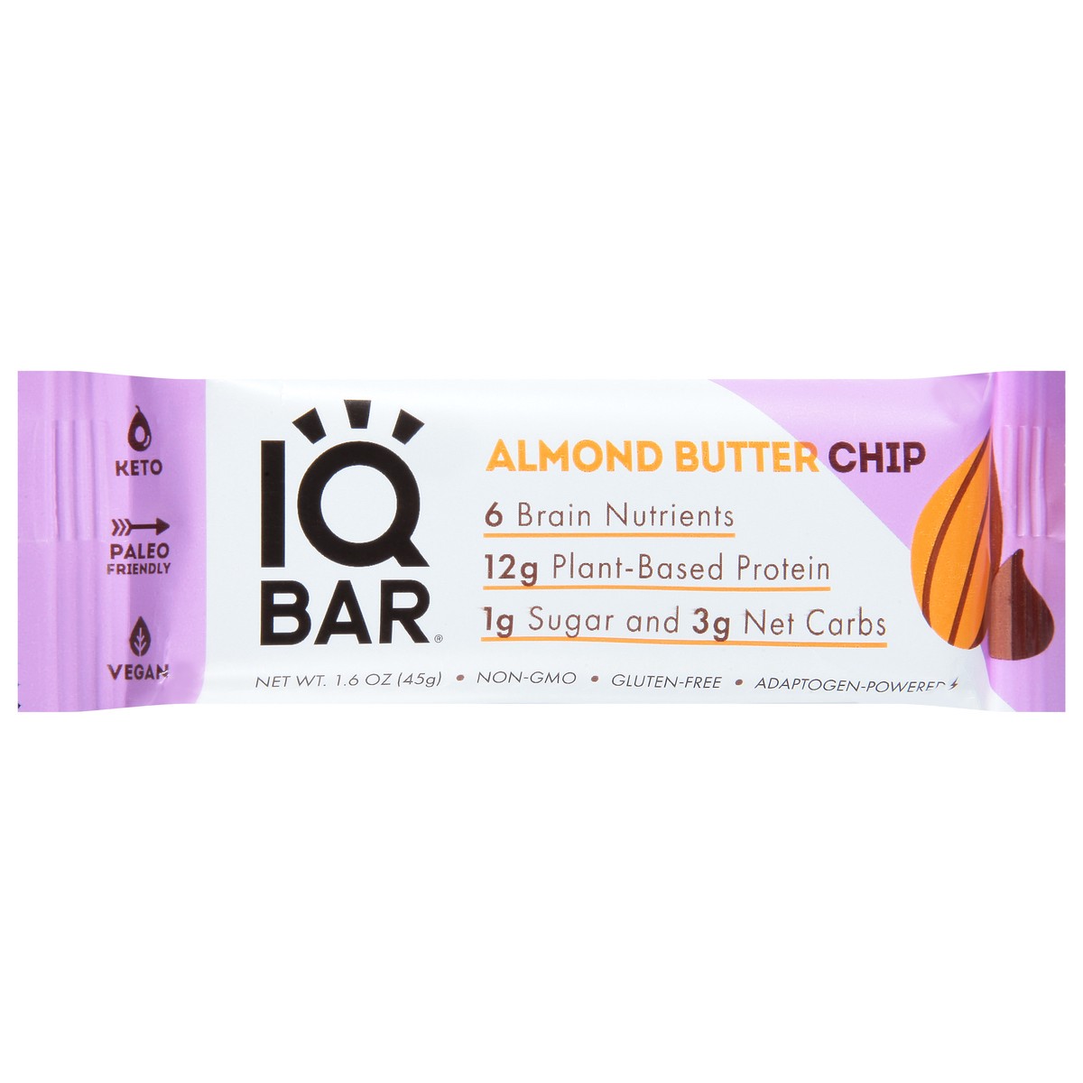 slide 12 of 14, IQBar Almond Butter Chip Protein Bar 1.6 oz, 1.6 oz