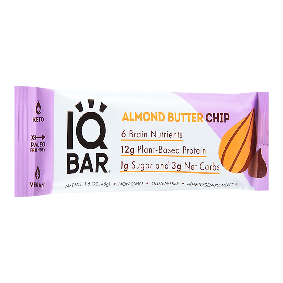 slide 4 of 14, IQBar Almond Butter Chip Protein Bar 1.6 oz, 1.6 oz