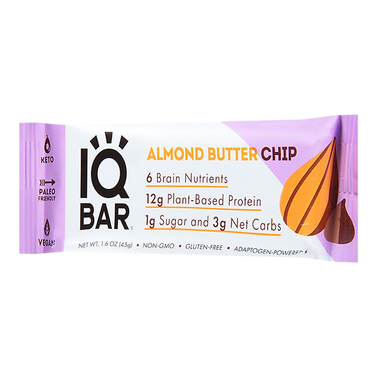 slide 7 of 14, IQBar Almond Butter Chip Protein Bar 1.6 oz, 1.6 oz
