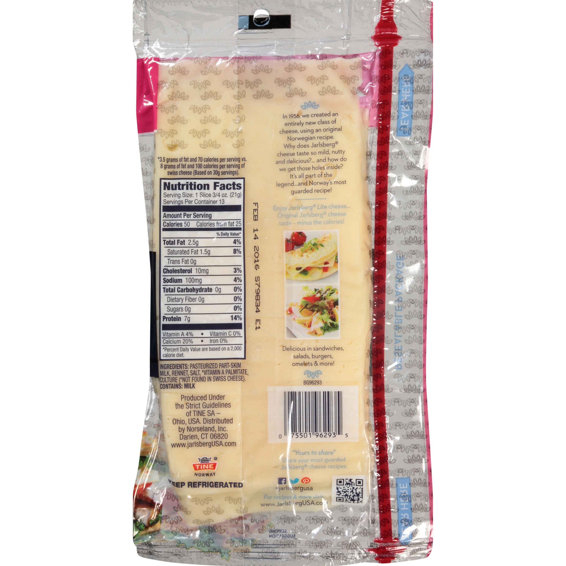 Jarlsberg Lite Reduced Fat Swiss Cheese 13 Ct Pack 10 Oz | Shipt