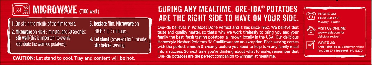 slide 3 of 14, Ore-Ida Homestyle Mashed Potatoes N' Cauliflower, 22 oz Box, 22 oz