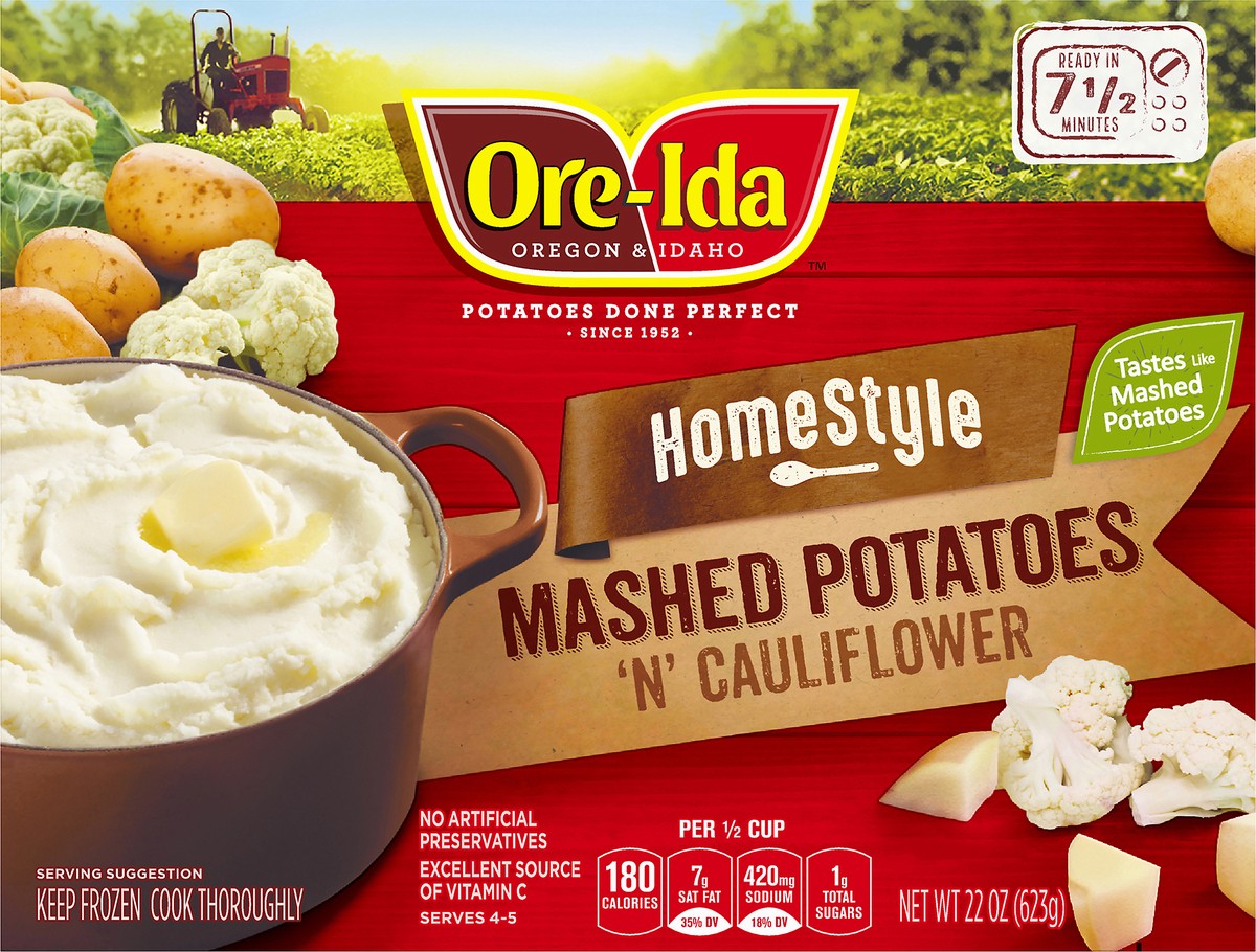 slide 8 of 14, Ore-Ida Homestyle Mashed Potatoes N' Cauliflower, 22 oz Box, 22 oz