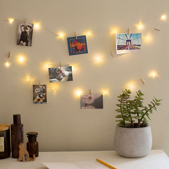 slide 1 of 3, Kikkerland Design LED Photo Clip String Lights, 8 ft