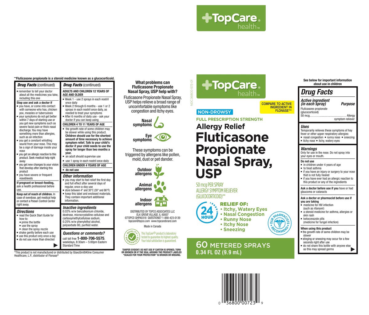 slide 5 of 12, TopCare Fluticasone Propionate Nasal Spray 24 Hour Relief, 60 ct