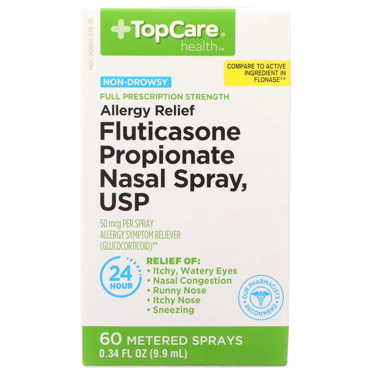 slide 10 of 12, TopCare Fluticasone Propionate Nasal Spray 24 Hour Relief, 60 ct