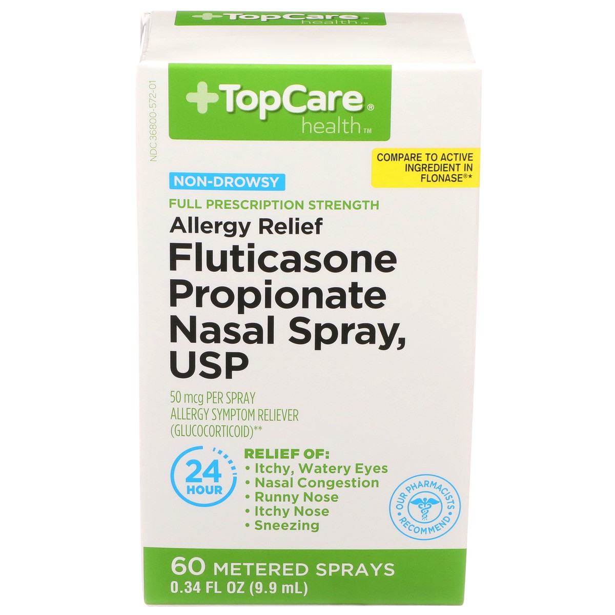 slide 1 of 12, TopCare Fluticasone Propionate Nasal Spray 24 Hour Relief, 60 ct