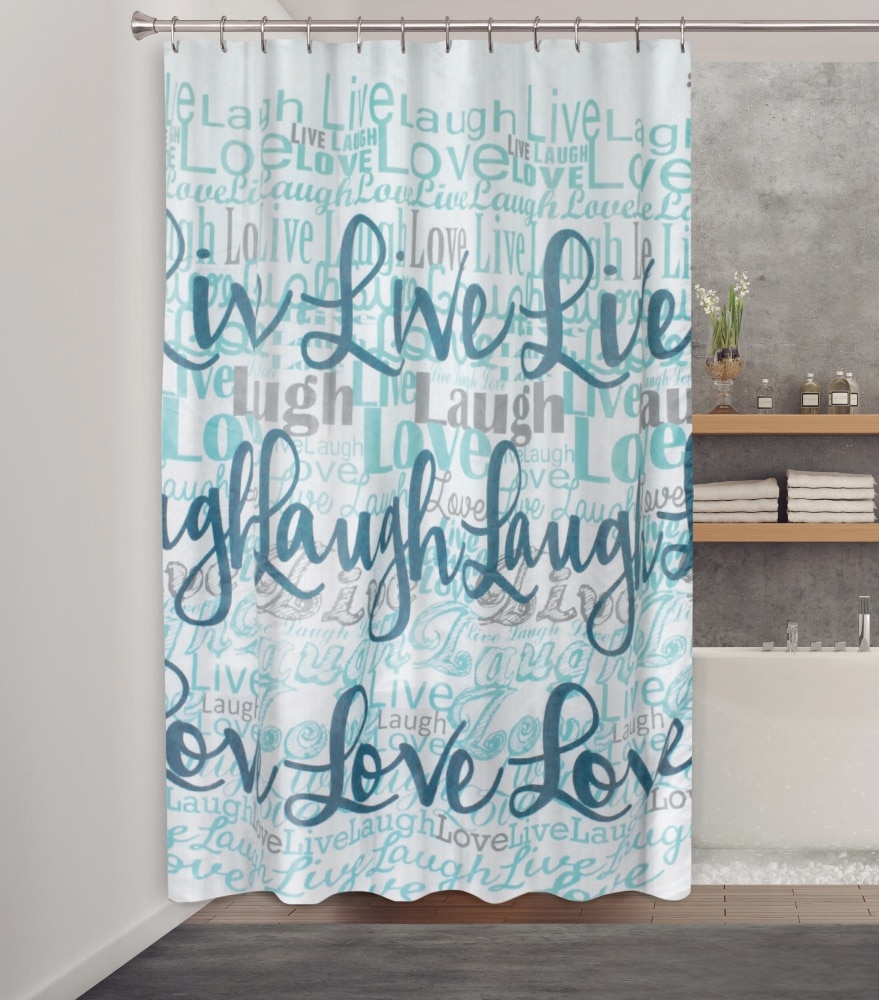 slide 1 of 1, HD Designs Fabric Shower Curtain - Live Laugh Love, 1 ct