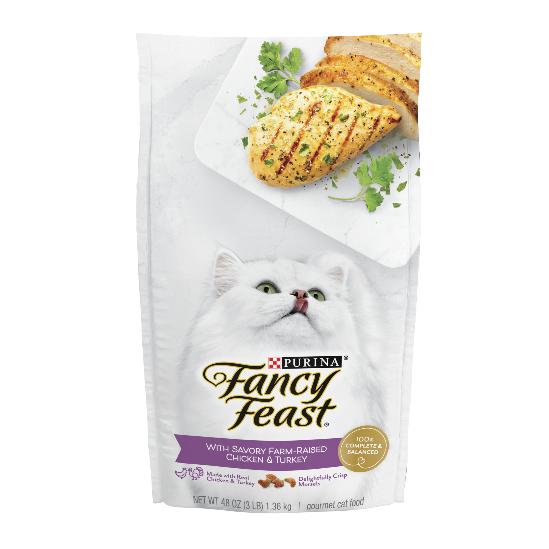 slide 1 of 9, Fancy Feast Purina Fancy Feast with Chicken & Turkey Adult Gourmet Dry Cat Food - 48oz, 