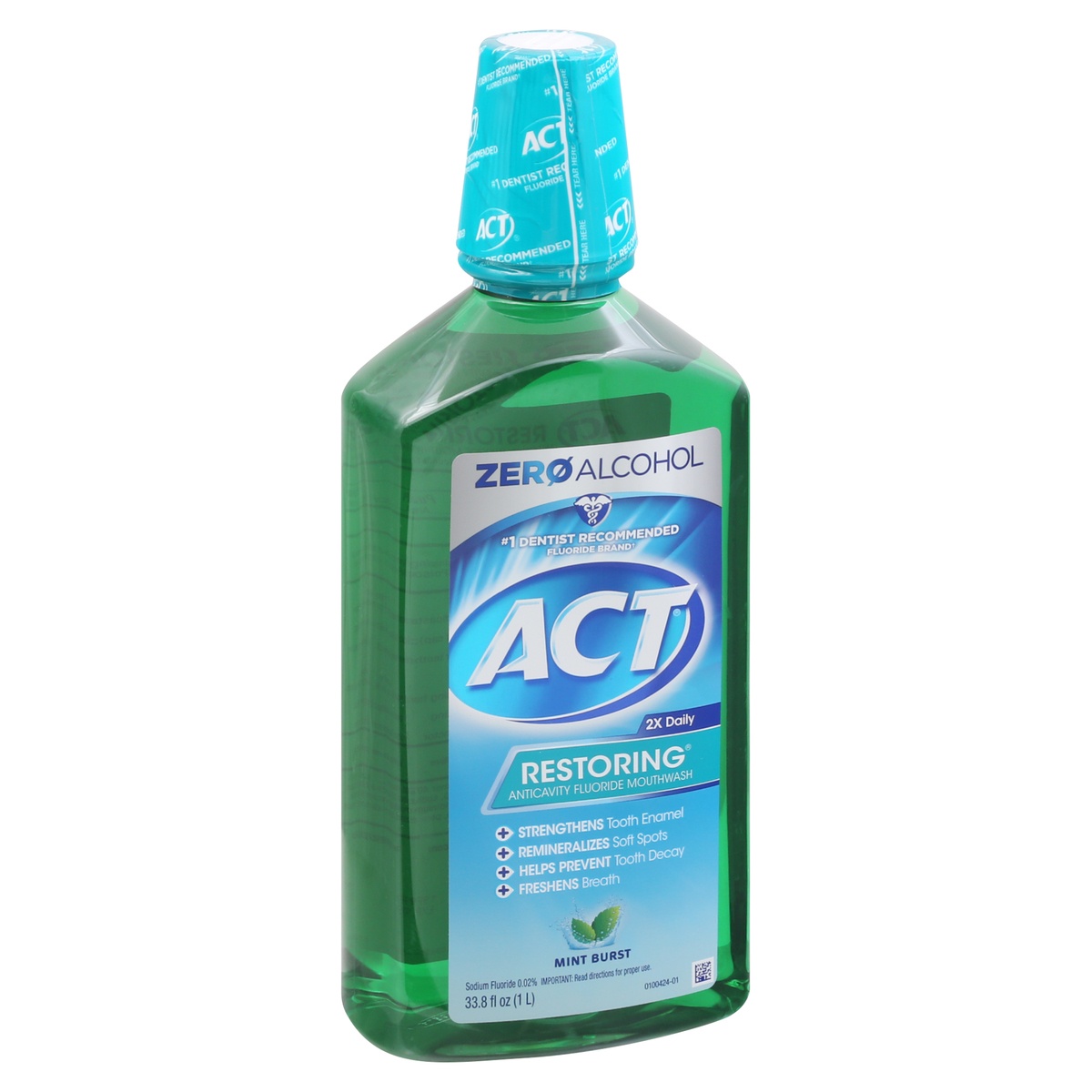 slide 2 of 10, ACT Restoring Mouthwash Mint Burst, 33.8 fl oz