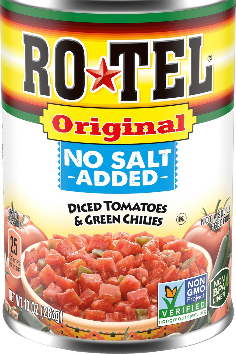 slide 2 of 2, Rotel No Salt Added Original Diced Tomatoes & Green Chilies 10 oz, 10 oz