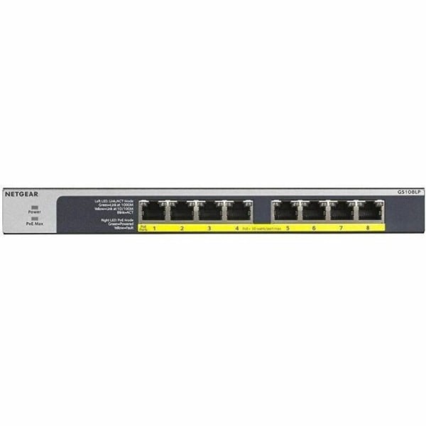 slide 5 of 5, Netgear 8-Port PoE/PoE+ Gigabit Ethernet Unmanaged Switch (GS108LP) - 8 Ports - Gigabit Ethernet - 1000Bas - GS108LP100NAS, 1 ct