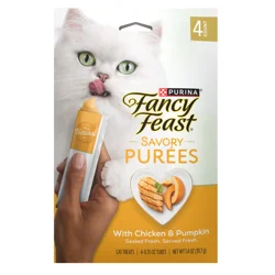 Purina Fancy Feast Savory Purees With Chicken and Pumpkin Lickable Cat Treats - 1.4 oz. Carton